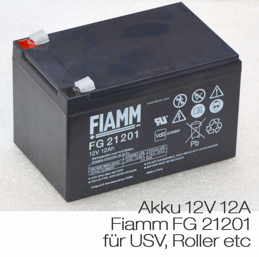 Batterie Batterie UPS USV 12V 12AH FG10721 Fiamm 12 Volt 12 A Amper