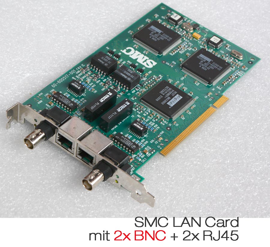 PCI SMC NETWORK CARD DUAL 2x BNC 2x RJ45 030181 LAN NETWORK CARD 60