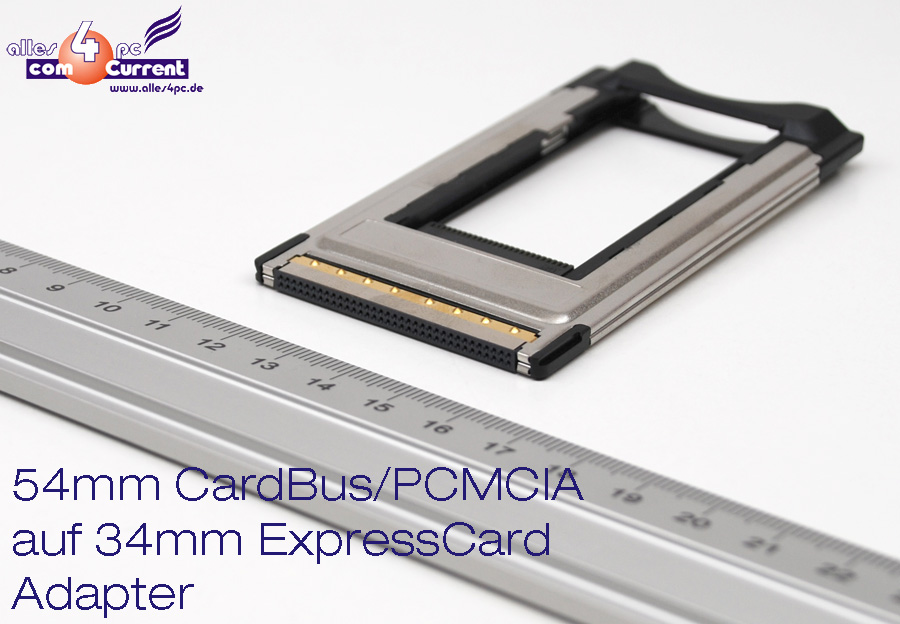 ADAPTER ADAPTOR 54 mm PCMCIA CARDBUS TYPE II AUF 34 mm EXPRESS CARD