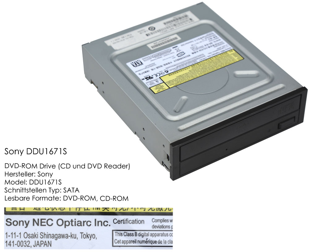 Sony NEC Optiarc DDU1671S SATA S-ATA CD-ROM DVD-ROM Drive Laufwerk