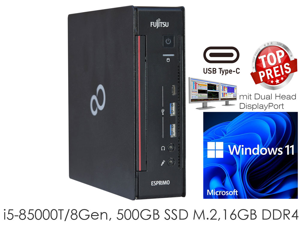 FSC Esprimo I5-8500T 16GB DDR4 500GB SSD Usb-C Windows 11 With/No