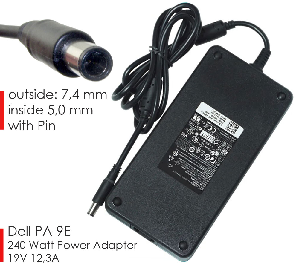240W Netzteil Für Dell Alienware & Precision Laptops – 19,5V 12,3A Adapter Kompatibel Mit M6400, M17x, M18x Uvm.