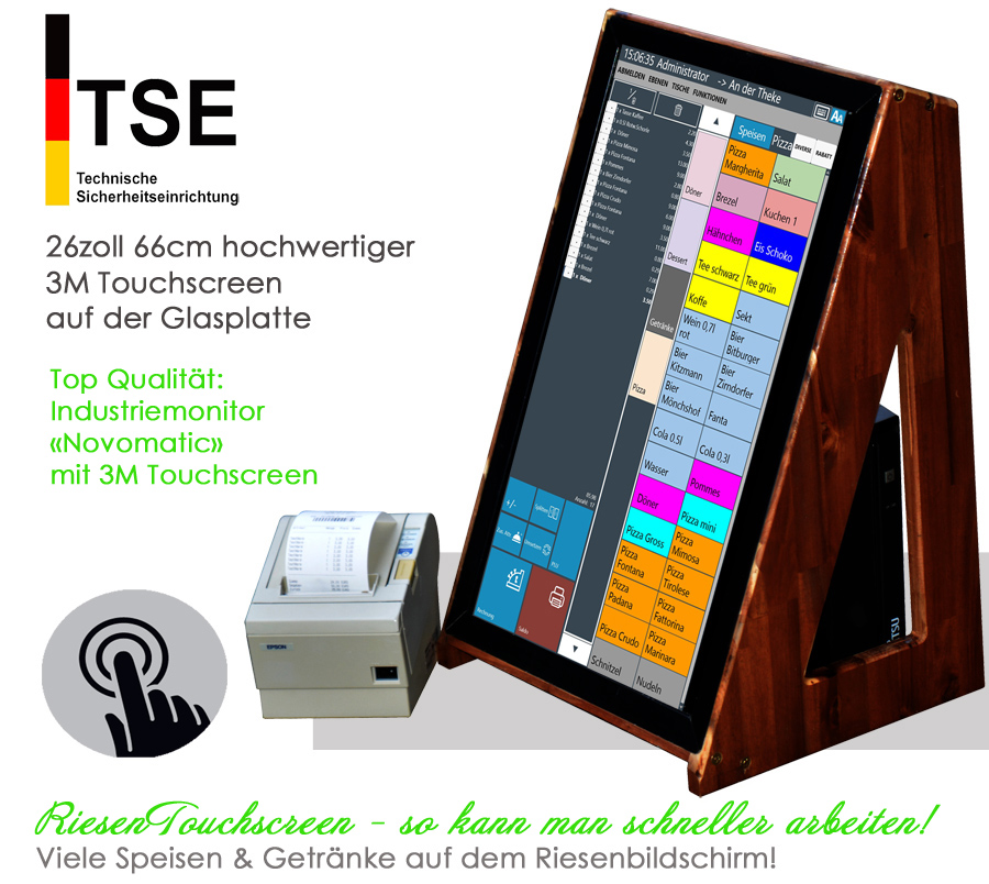 Produktbild von TSE POS Kasse FSC Touchscreen Monitor Drucker – Gastronomie Kasse KA24 Vom Generalüberholer