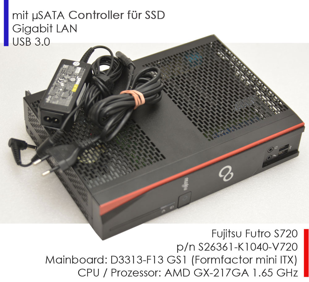 Futro S720 AMD GX-217GA CPU 4GB DDR3 Msata RS-232 DVI + Dp Mini